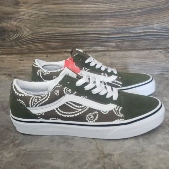 New Vans Old Skool Womens Peace Paisley Green Sneakers Size 7 Skater Grunge - Picture 5 of 10